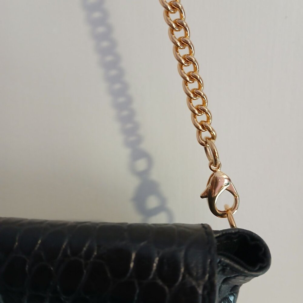VINTAGE WOMEN'S CROCO EMBOSSED BLACK EXIMIOUS OF LONDON PURSE - Picture 7 of 10